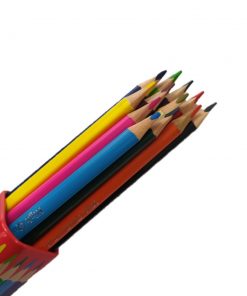 مداد رنگی ووک 12 رنگ مثلثی فلزی لوله ای