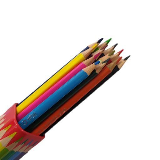 مداد رنگی ووک 12 رنگ مثلثی فلزی لوله ای