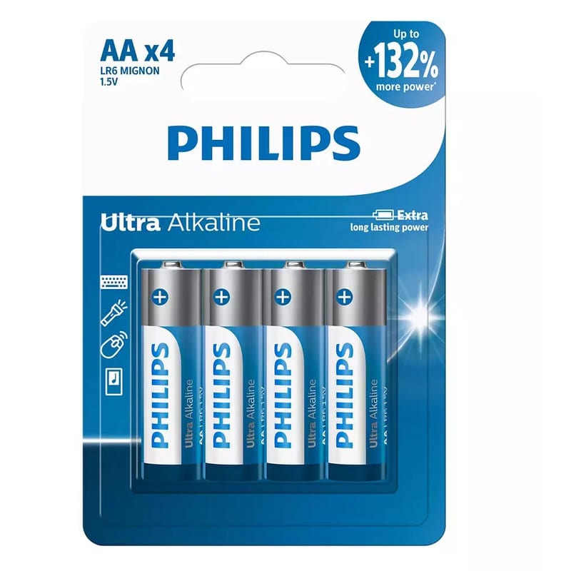 باتری قلمی فیلیپس الترا آلکالاین Ultra Alkaline LR6E4B/40 بسته 4 عددی